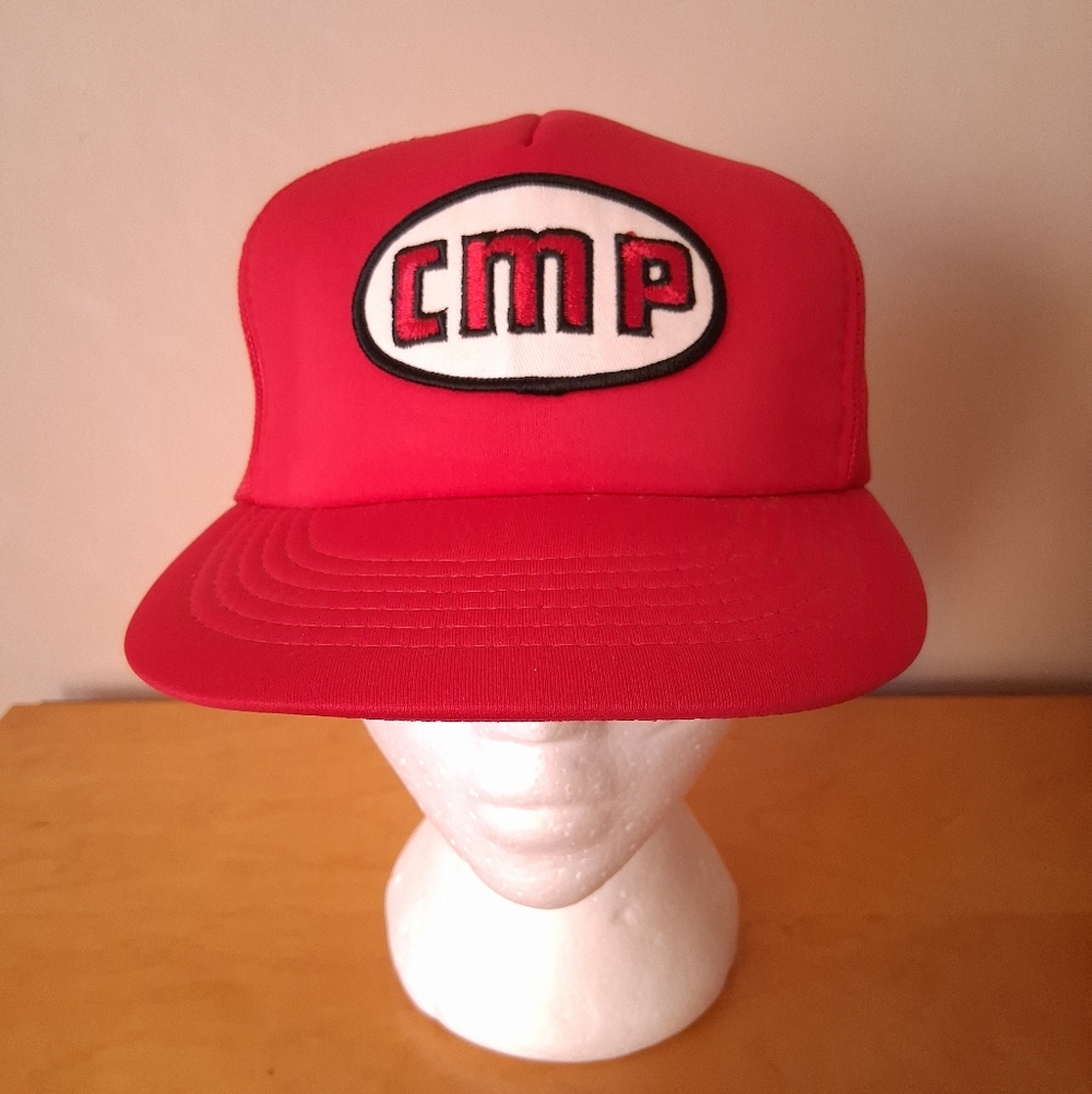 Vintage 1980s Canada Metal Pacific CMP Red Trucker Hat Snapback Cap